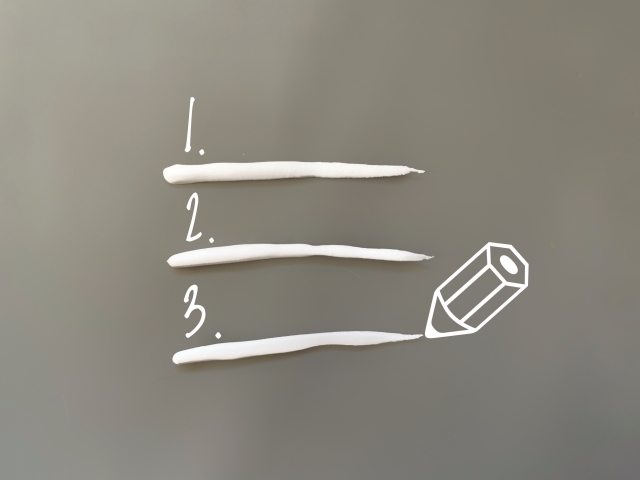 ポイント、鉛筆、箇条書き