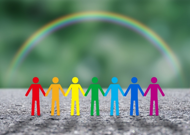 虹とチームワークのイメージ